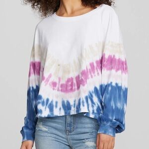 Chaser Coast Cotton Jersey Long Sleeve Tie Dye Tee XS NWT
